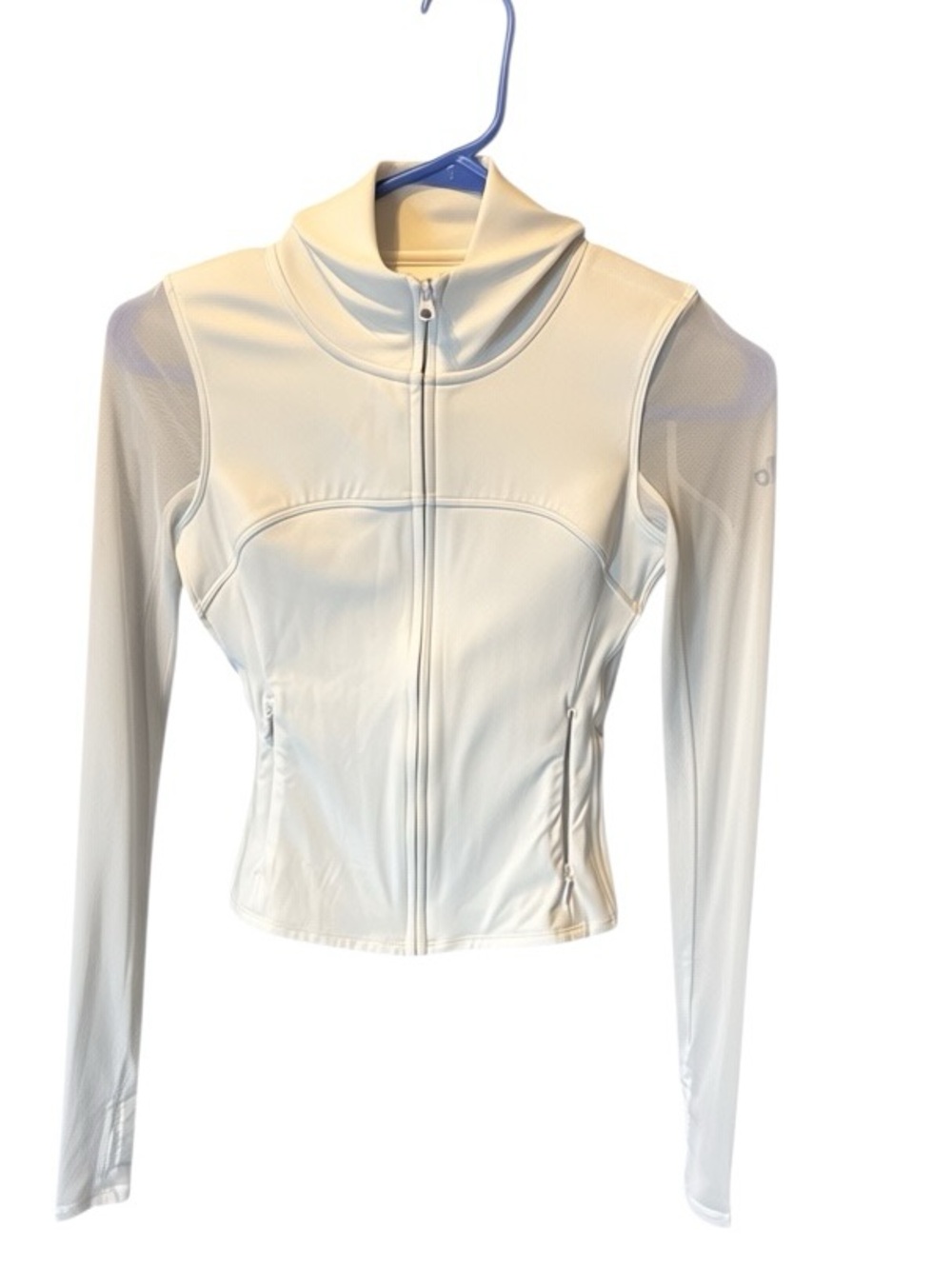 alo yoga Women’s White Softsculpt Full  Zip-Front Active Jacket with thumbholes